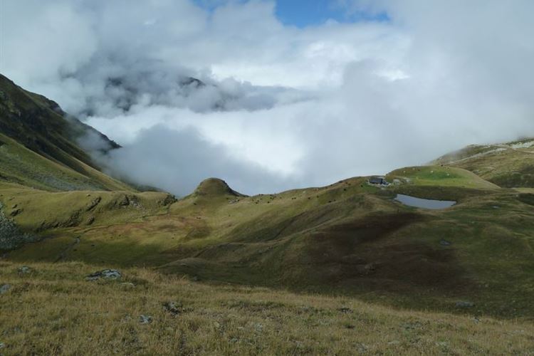 France Alps, Walkers Haute Route (Chamonix to Zermatt), View of Tsahalet (2523m) on the climb to Col Forcletta (2874m) - 2nd September 2015, Walkopedia